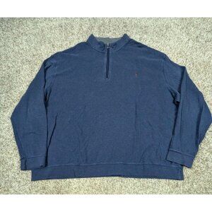 Polo Ralph Lauren Sweater Mens 4XB Blue Quarter Zip Pullover Mock Neck Sweater